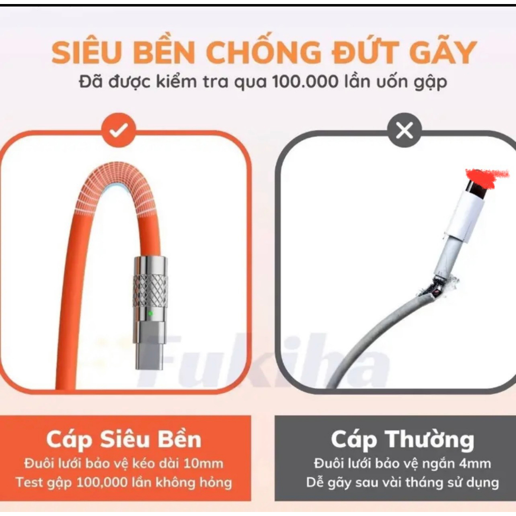 Cáp Sạc Nhanh 3 Trong 1 6A Cổng Type C Bằng Silicone Và Hợp Kim Kẽm PKSAIGON