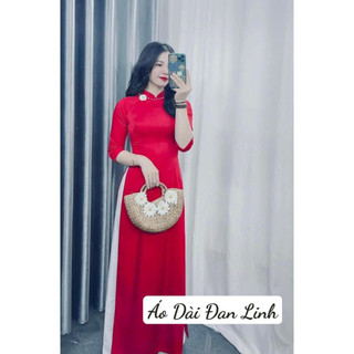 Áo dài lụa đính hoa kết ngọc - Áo Dài Đan Linh