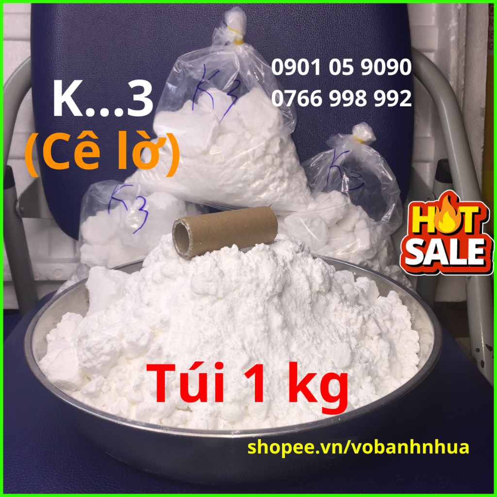 HC túi 1Kg bột K.3 (Cê lờ) đã xay siêu mịn, tinh khiết 99,9%. hàng nhập khẩu, chất lượng chính hãng 100%. sơn tường