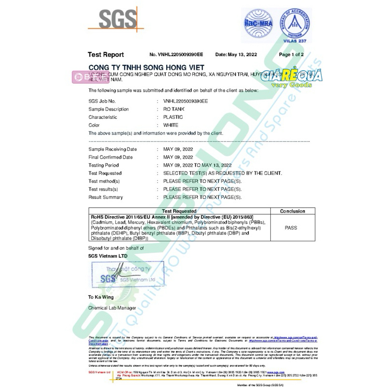 Bình áp máy lọc nước RO Tankvina 3.2G