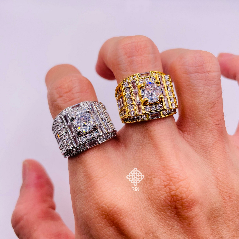 Nhẫn nam titan, Nhẫn nam đính đá mạ vàng 18k hoặc vàng trắng, Không phai màu không rỉ sét mã 06, trangsucmoiluatuoi.RIN