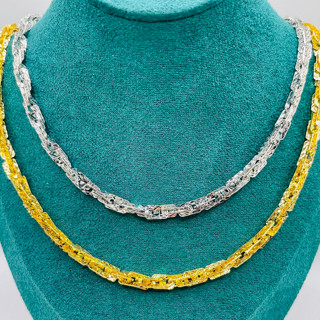 Dây chuyền xoắn titan, Vòng cổ titan xoắn vuông màu 18k và vàng trắng dày 5 li, TRANGSUCMOILUATUOI.RIN