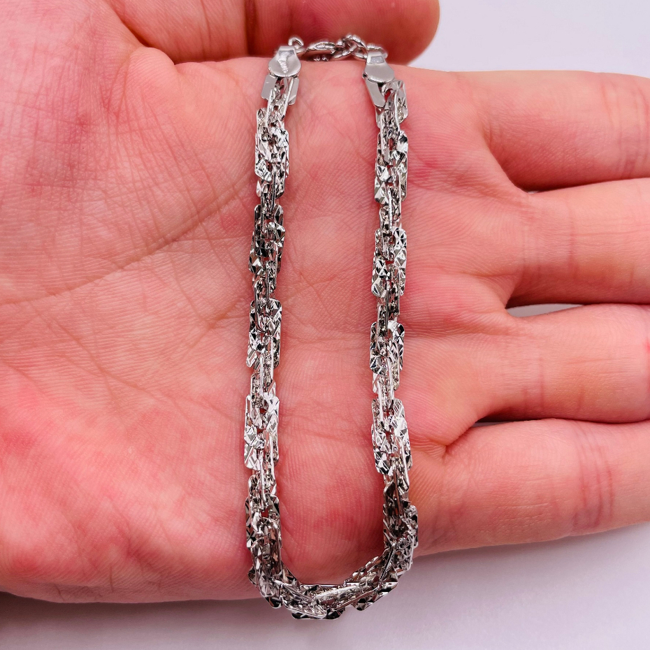 Lắc tay titan, Vòng tay xoắn vuông titan màu vàng 18k và vàng trắng dày 4 li, trangsucmoiluatuoi.RIN