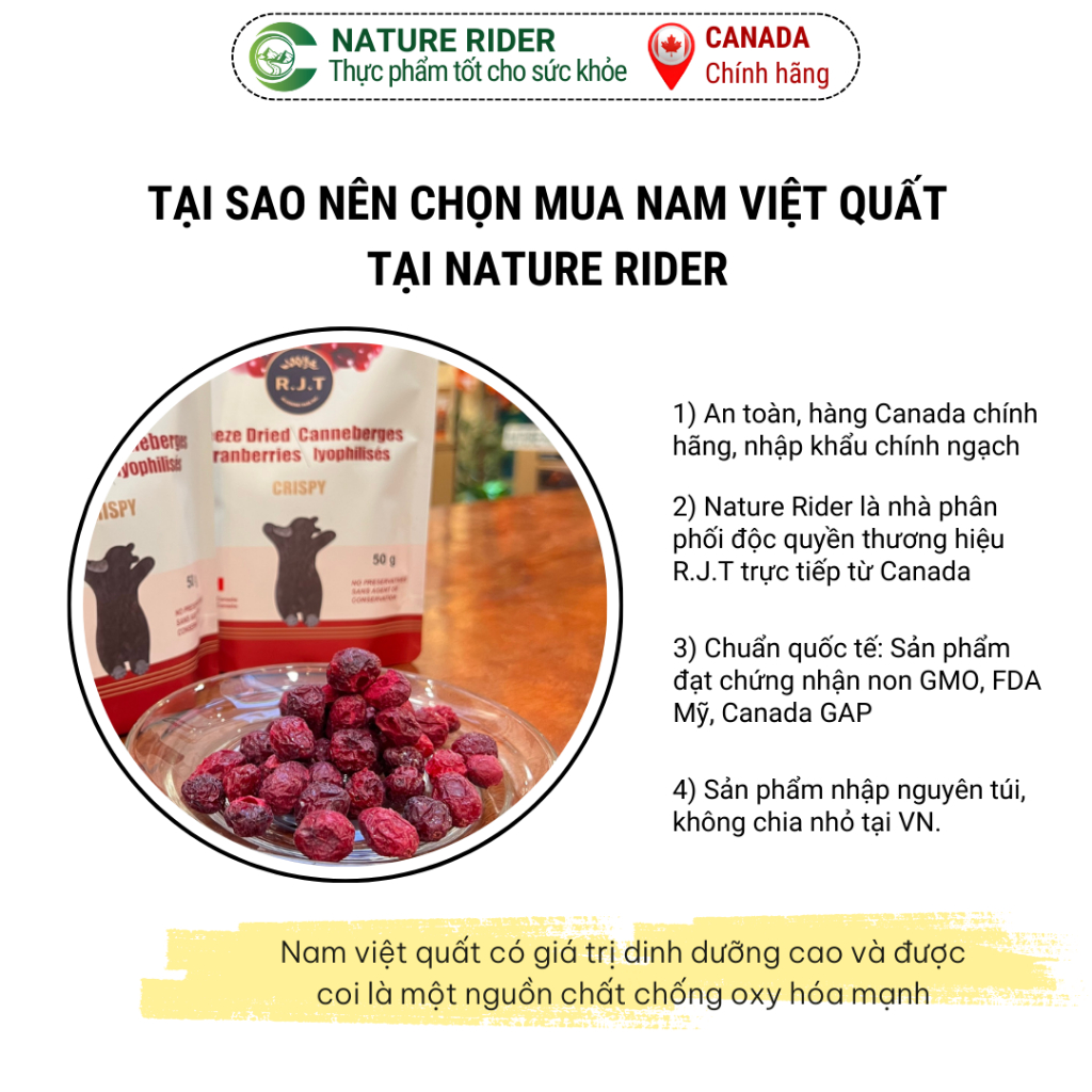 Nam Việt Quất sấy lạnh CRANBERRY - R.J.T FREEZE DRIED CRANBERRIES 50gr