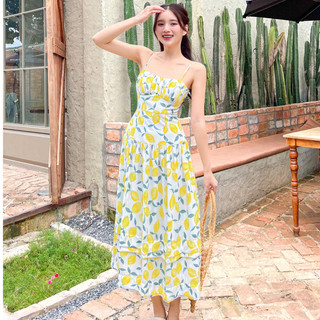 Đầm LEMONIE - Đầm 2 dây dáng dài