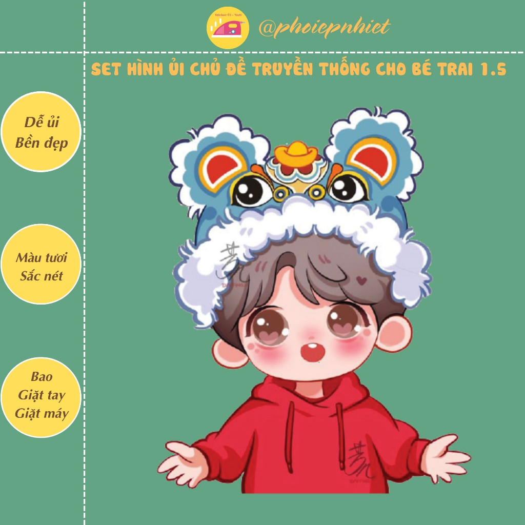 Hình ủi, ép nhiệt - chủ đề trung thu cho bé trai tách lẻ hình 01