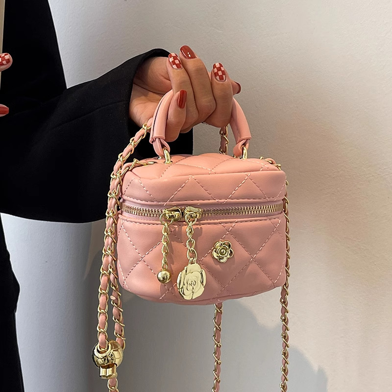 Túi Xách Nữ Tiểu Thư Điệu Đà 2 Quai Xách Tay Và Đeo Chéo Màu Hồng Đen Trắng Size To và Bé Phong Cách Hàn Quốc Nhẹ Nhàng