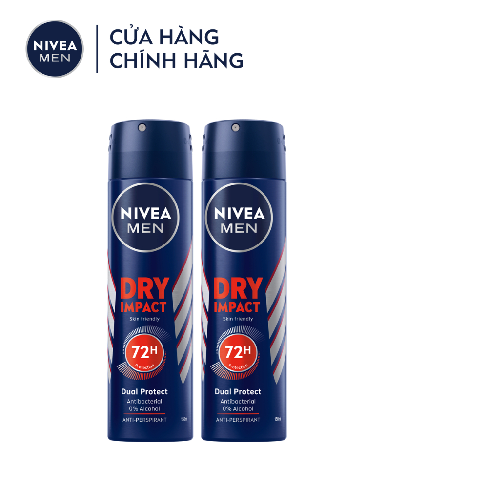 Xịt Ngăn Mùi NIVEA MEN DRY IMPACT Khô Thoáng Vượt Trội 150ml