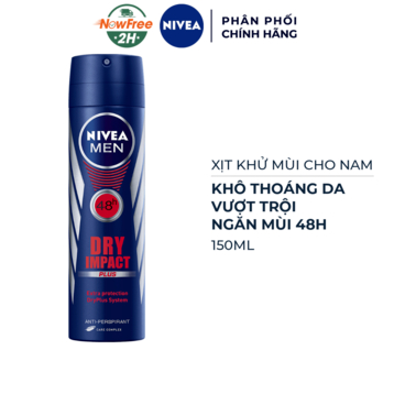 Xịt Ngăn Mùi NIVEA MEN DRY IMPACT Khô Thoáng Vượt Trội 150ml
