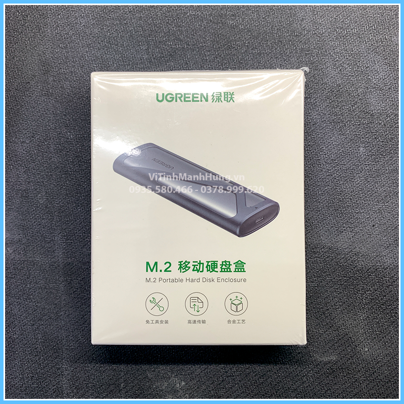 Box UGREEN chuyển SSD M2 NVME Gen 3 / Gen 4 sang USB 3.0 / Type C, Ugreen 10902.