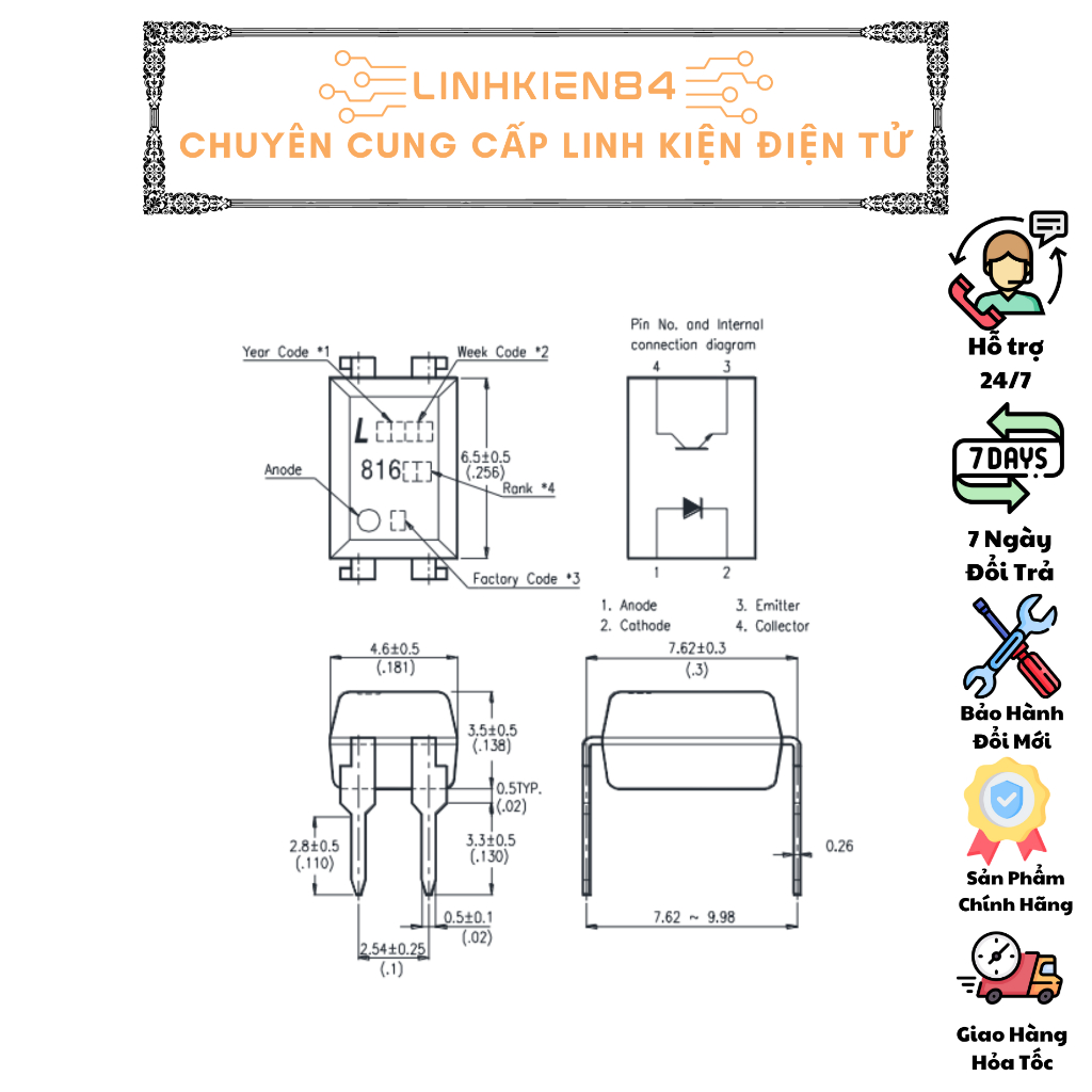 COMBO 5 Chiếc IC Chức Năng PC816 LTV816 DIP4 Cách Ly Quang