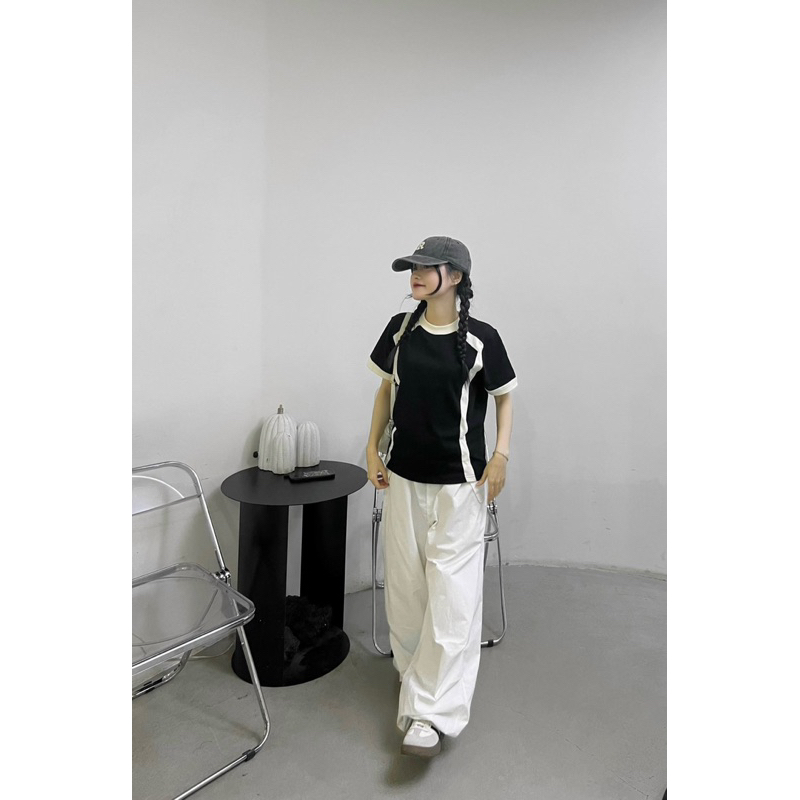 Áo thun babytee phối sườn 100% cotton | Freeship