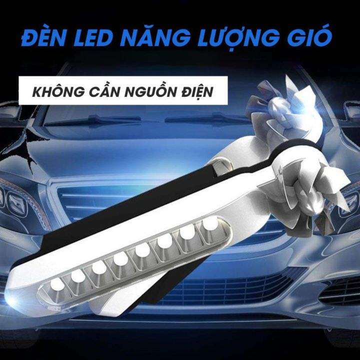 Đèn LED xe hơi xe máy xe đạp 8 bóng sử dụng năng lượng gió