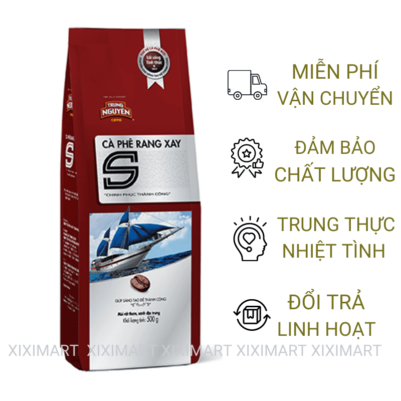 Combo 2 Gói Cà Phê Trung Nguyên Chữ S bịch 500gr, à phê rang xay pha phin Chinh Phục Trung Nguyên Legend Xiximart