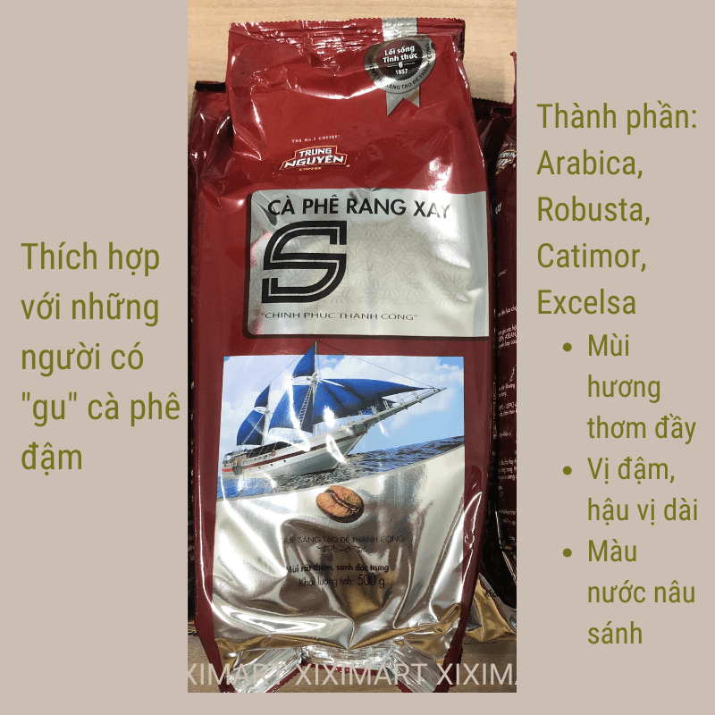 Combo 2 Gói Cà Phê Trung Nguyên Chữ S bịch 500gr, à phê rang xay pha phin Chinh Phục Trung Nguyên Legend Xiximart