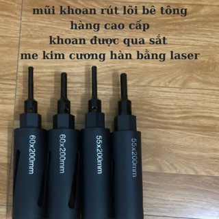 Mũi khoan rút lõi betong phi 55 và 60 dài 20cm có định tâm khoan qua sắt rất ok