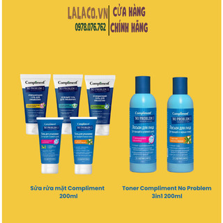 Gel rửa mặt & toner giảm mụn compliment no problem 200ml