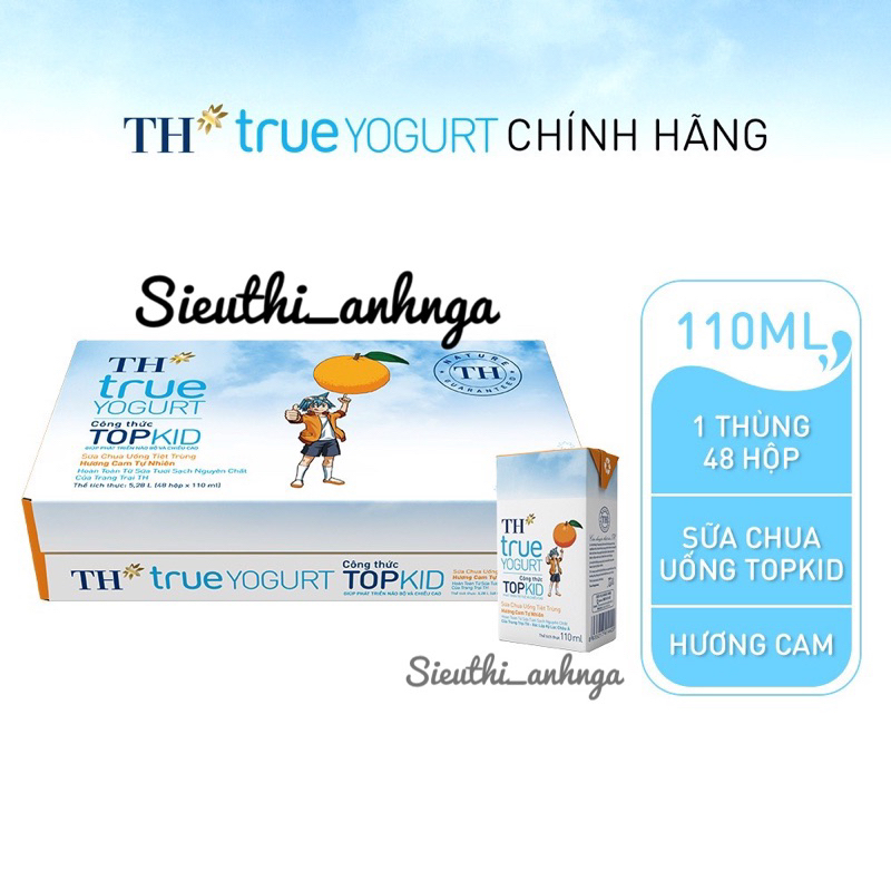 Sữa TH True Yogurt Top Kid 48 hộp x 110ml Dâu/Cam/Chuối