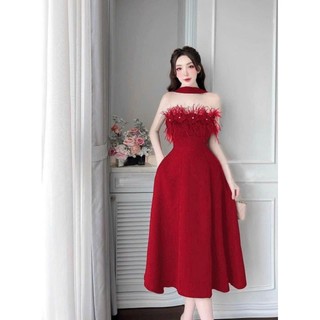 ĐẦM CÚP ĐÍNH HOA LÔNG VŨ( được kiểm tra hàng)