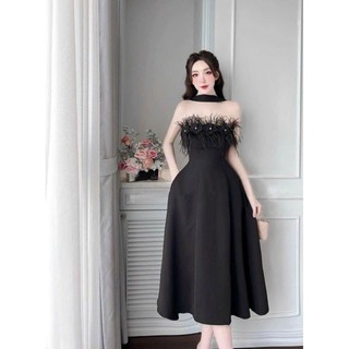 ĐẦM CÚP ĐÍNH HOA LÔNG VŨ( được kiểm tra hàng)