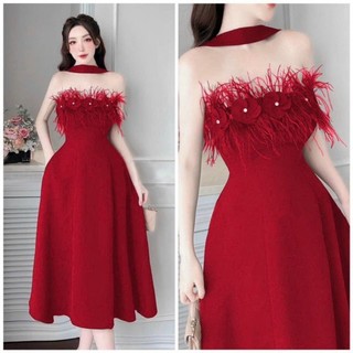 ĐẦM CÚP ĐÍNH HOA LÔNG VŨ( được kiểm tra hàng)