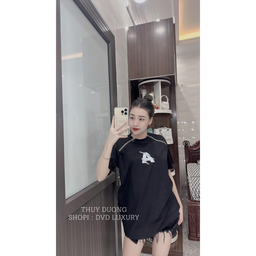 Áo Phông Tay Lỡ Chữ A Mix Khoá Hai Bên Siêu Ngầu - Áo Thun Mẫu Hot