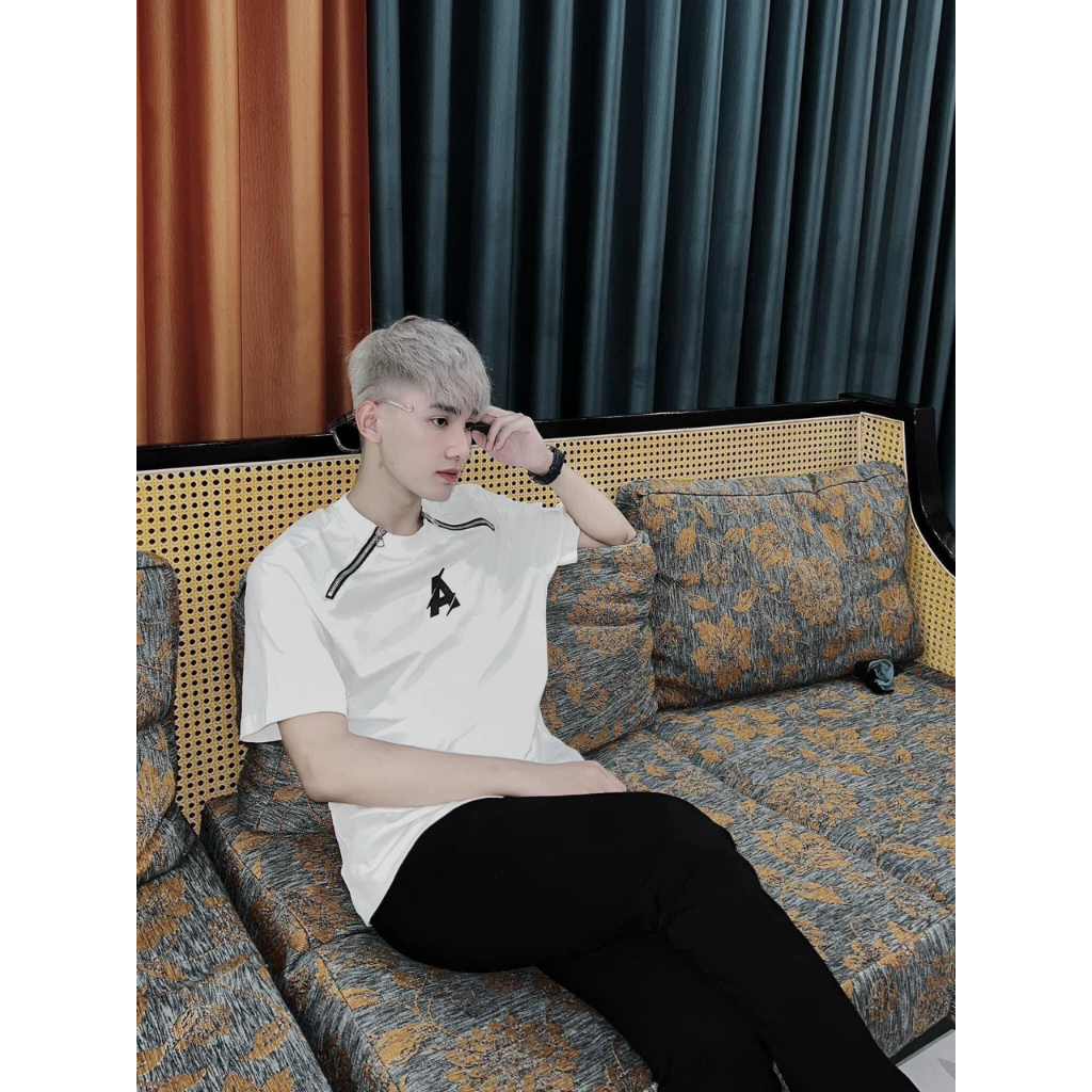 Áo Phông Tay Lỡ Chữ A Mix Khoá Hai Bên Siêu Ngầu - Áo Thun Mẫu Hot