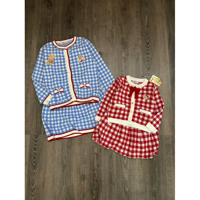 Bộ set váy len hoạ tiết gấu Paw bé gái