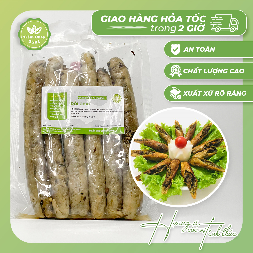 Dồi chay 500g | Thực phẩm chay ngon sạch | Tiệm Chay 2501