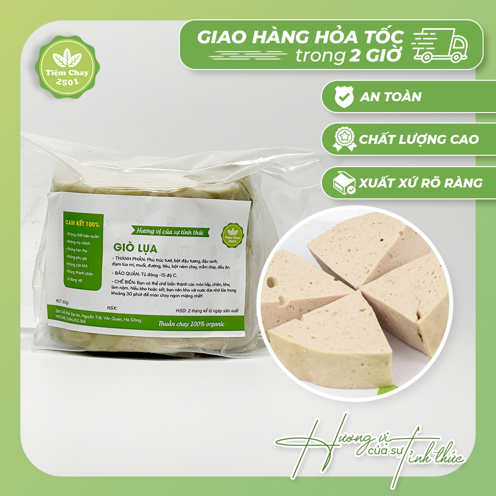 [HỎA TỐC 2H HÀ NỘI] Giò lụa chay 500g | Thực phẩm chay cao cấp | Tiệm Chay 2501