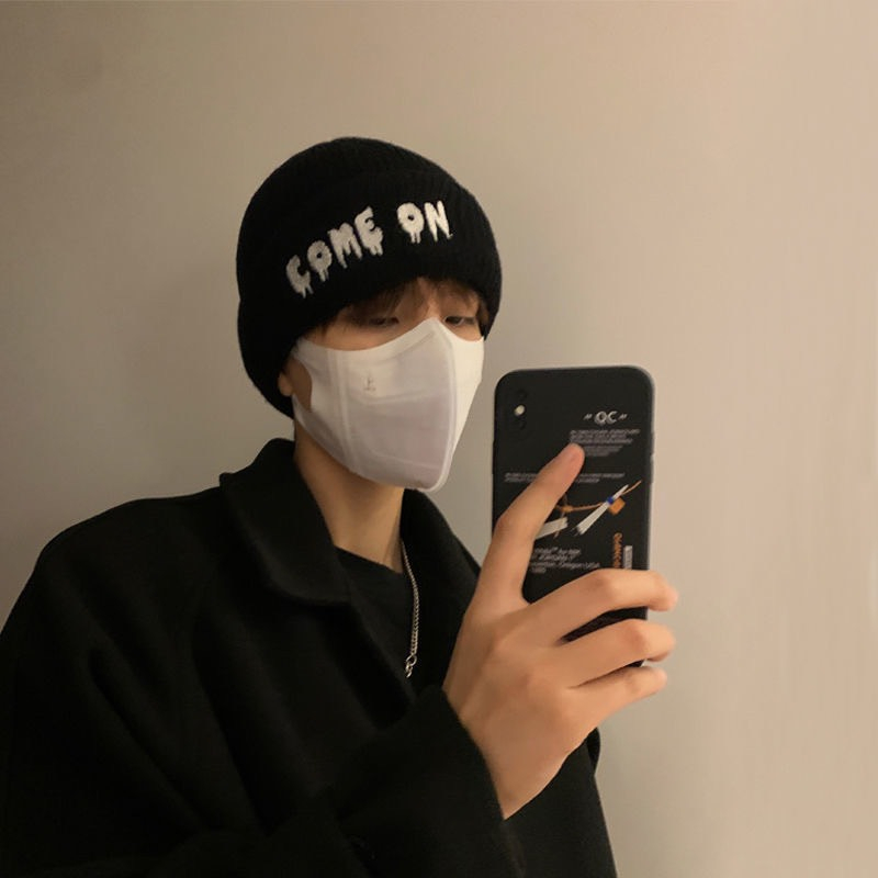 Mũ nón len nam nữ mùa thu đông trùm đầu phong cách Hàn Quốc chữ Come on - M168