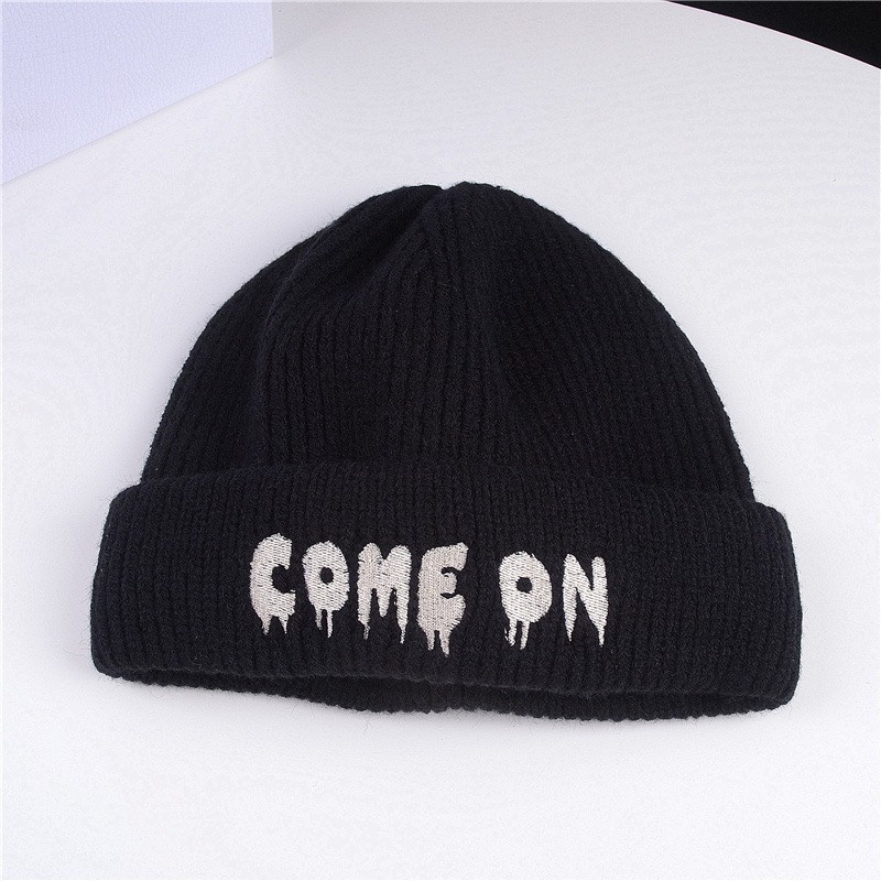 Mũ nón len nam nữ mùa thu đông trùm đầu phong cách Hàn Quốc chữ Come on - M168