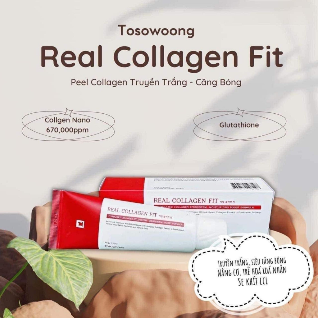 Mặt nạ collagen, peel da collagen căng bóng Real Collagen Fit hàn quốc, trắng da, mờ thâm nám, mịn màng