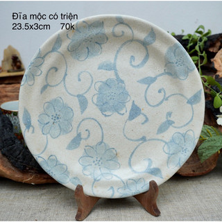 Đĩa/khay trà men đá - gốm sứ nhật bản
