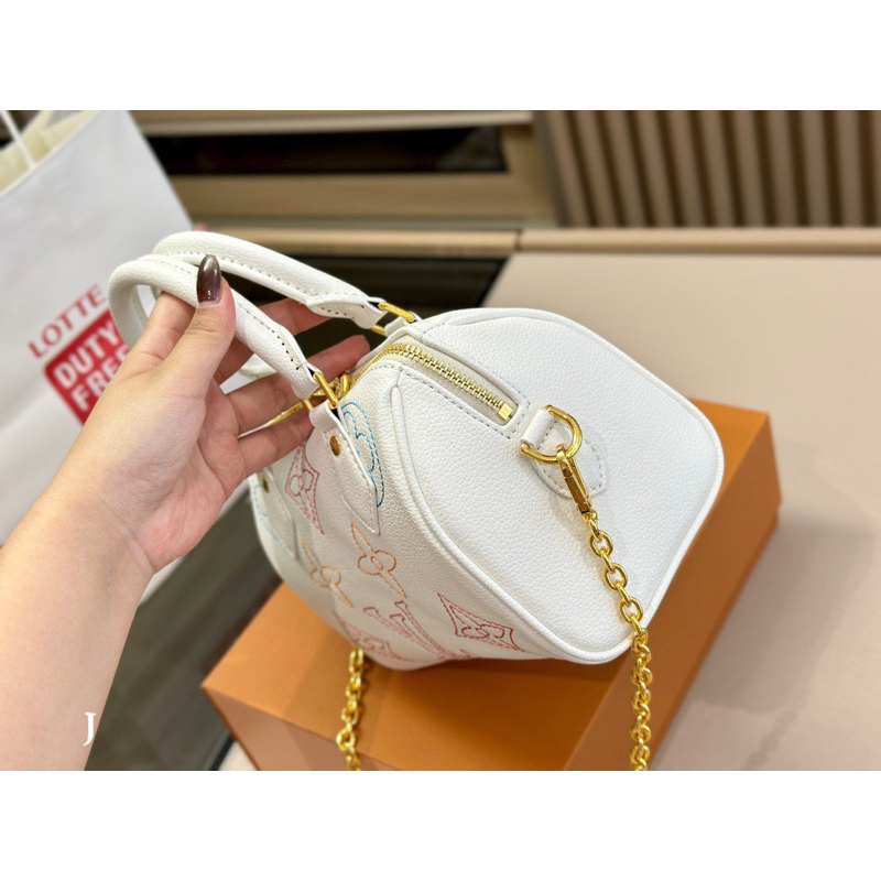 Túi quai xách Eovi SPEEDY hoạ tiết new Size 21 * 15cm Mẫu túi hoạ tiết mới nhất nhà LV Kèm dây xích đeo Full box W266-21
