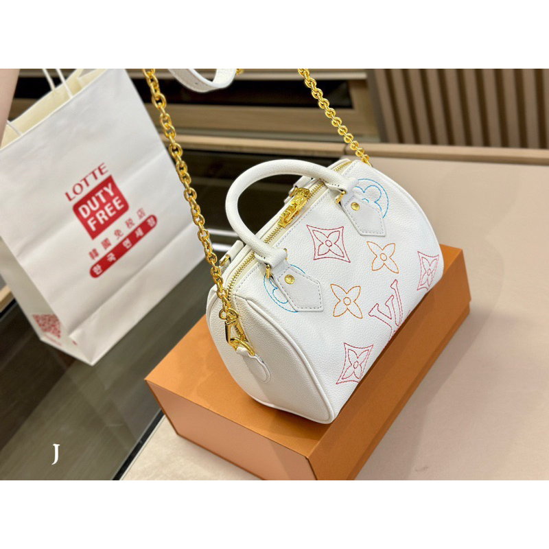 Túi quai xách Eovi SPEEDY hoạ tiết new Size 21 * 15cm Mẫu túi hoạ tiết mới nhất nhà LV Kèm dây xích đeo Full box W266-21