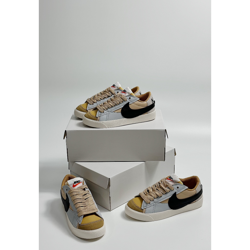 Giày thể thao Blazer Low 77 _Ni'ke  Blz nâu_ Blazer JUMBO nâu xám hàng cao cấp Full Box
