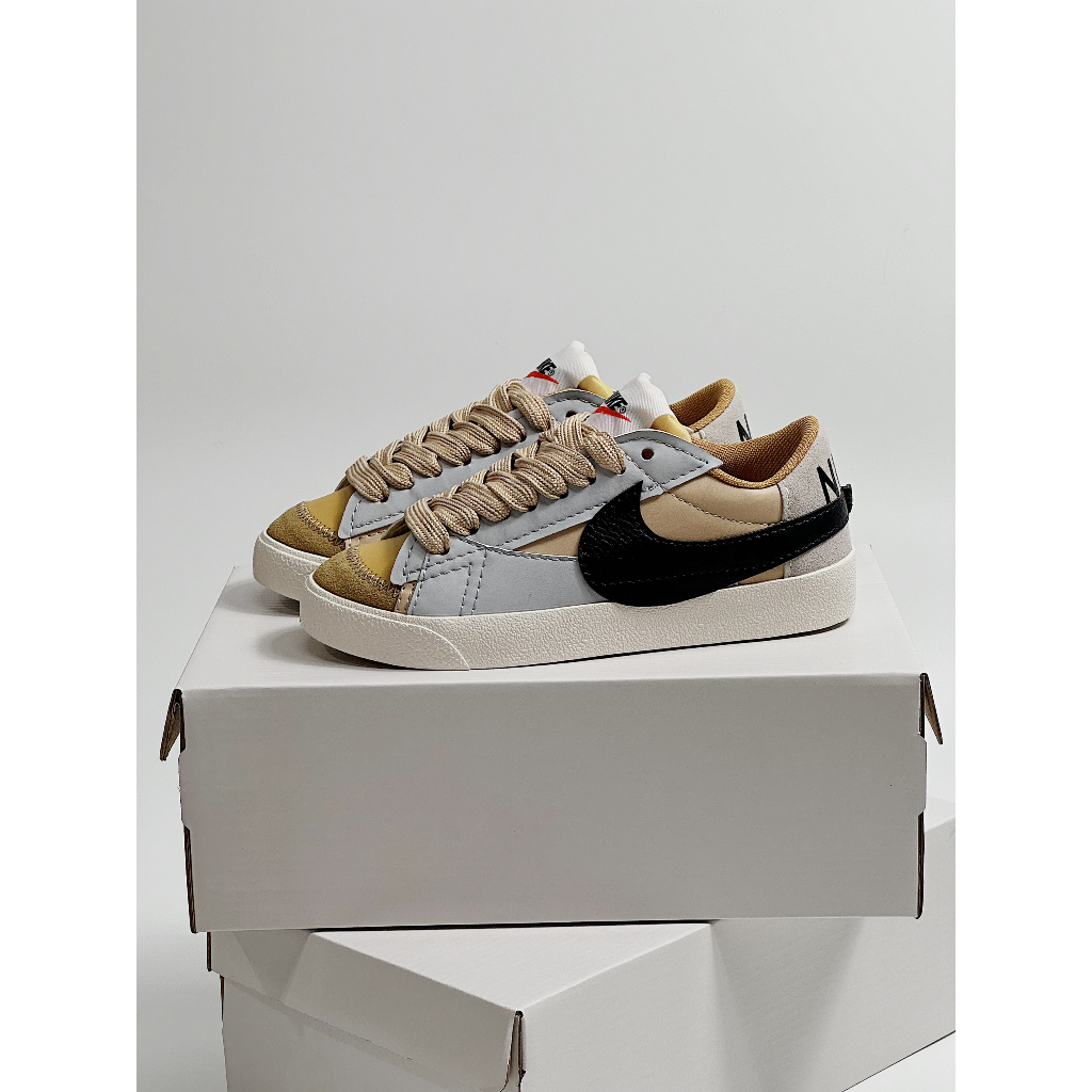 Giày thể thao Blazer Low 77 _Ni'ke  Blz nâu_ Blazer JUMBO nâu xám hàng cao cấp Full Box