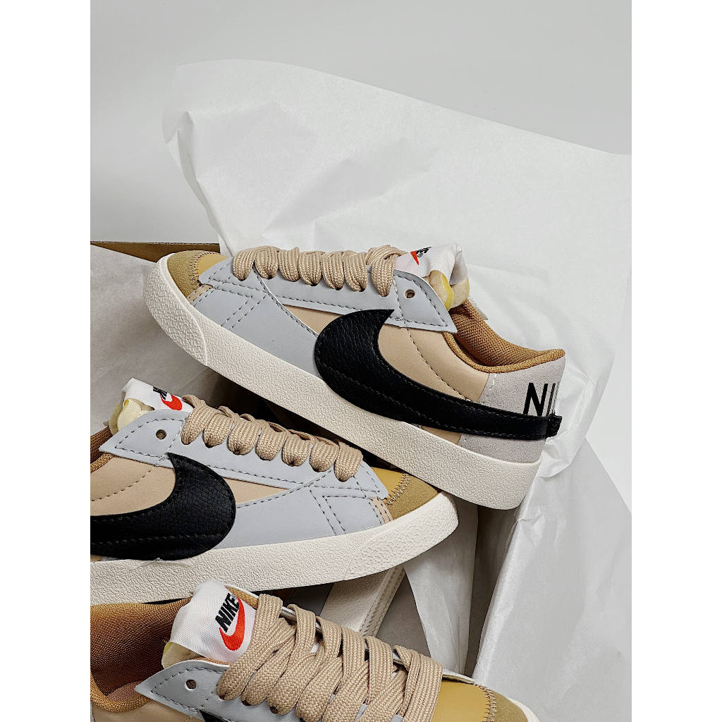 Giày thể thao Blazer Low 77 _Ni'ke  Blz nâu_ Blazer JUMBO nâu xám hàng cao cấp Full Box
