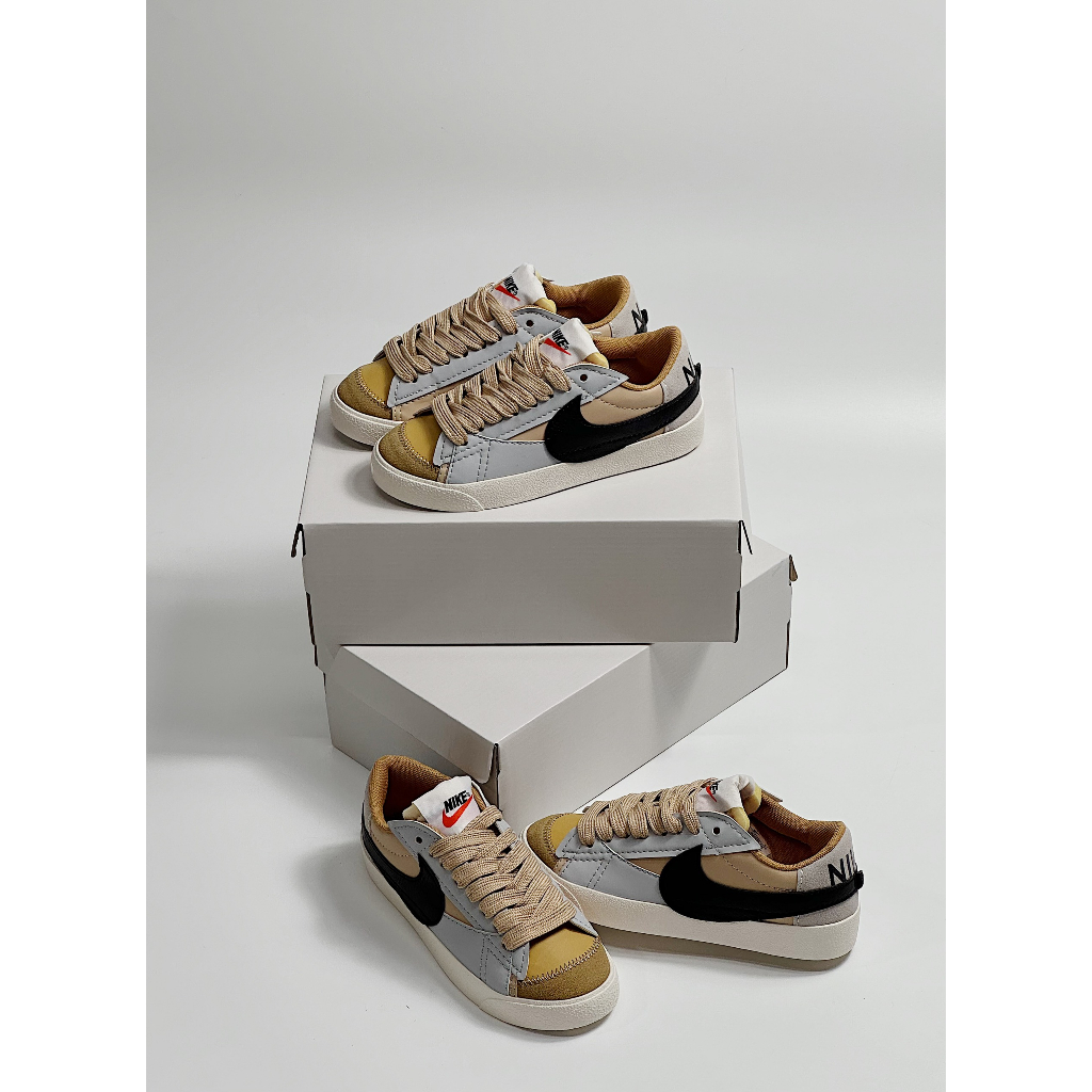 Giày thể thao Blazer Low 77 _Ni'ke  Blz nâu_ Blazer JUMBO nâu xám hàng cao cấp Full Box