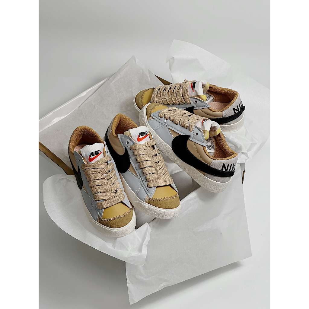 Giày thể thao Blazer Low 77 _Ni'ke  Blz nâu_ Blazer JUMBO nâu xám hàng cao cấp Full Box
