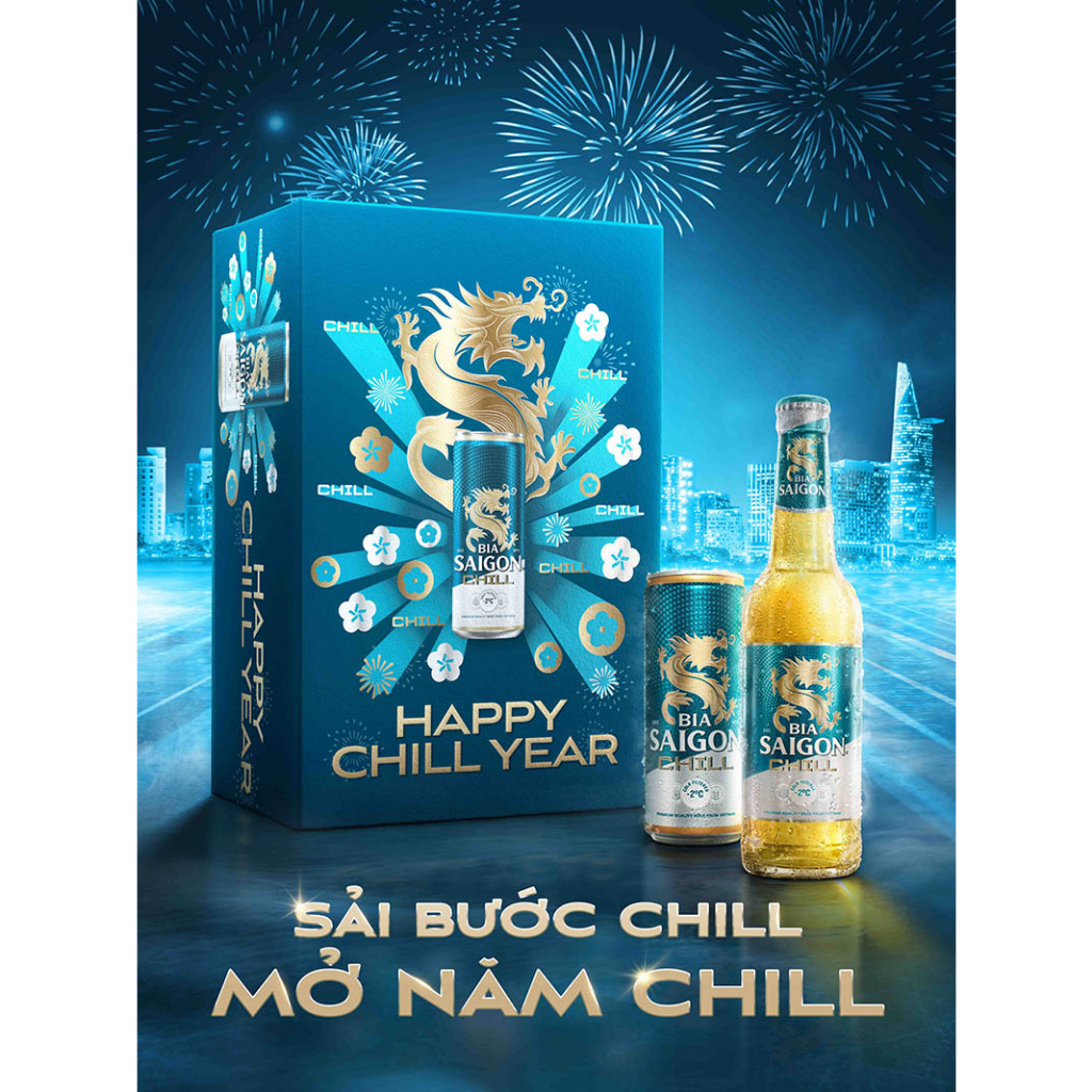Thùng 24 lon Bia Sài Gòn CHILL - SABECO - 330ml/lon