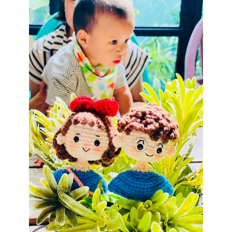 Móc khoá Búp bê đôi bằng len handmade