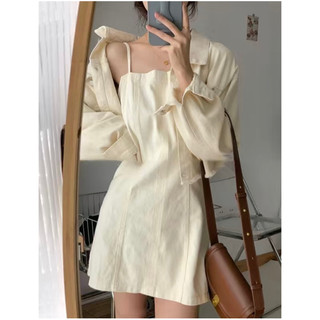 Set đầm 2 dây + Khoác jean
