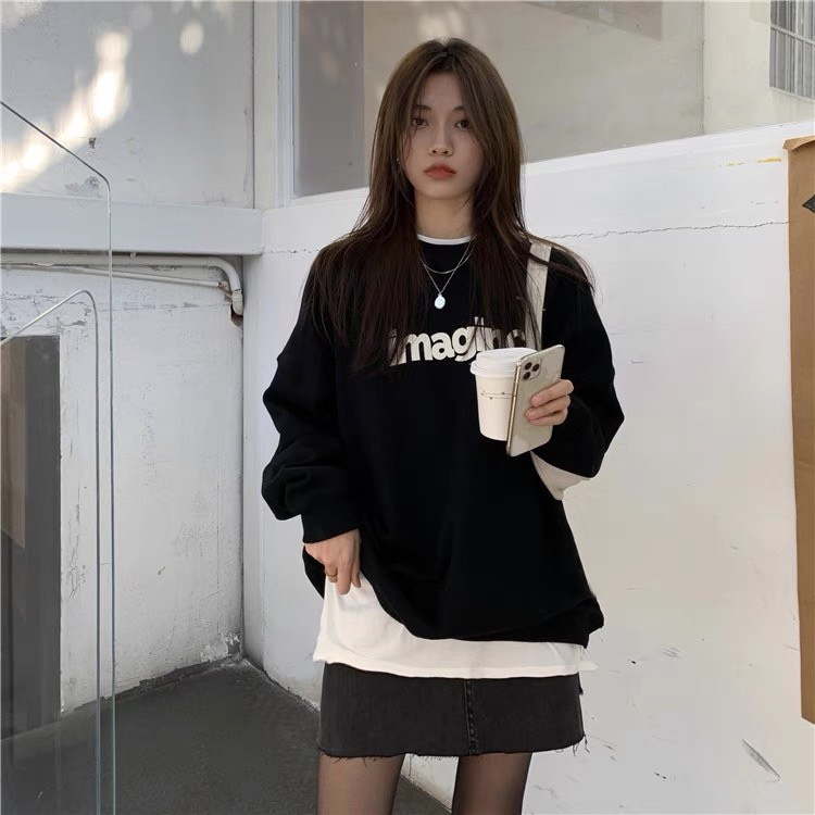 Áo Sweater Nỉ Bông Form Rộng Nam Nữ Unisex Dáng Oversize  In Chữ Imagine | BigBuy360 - bigbuy360.vn