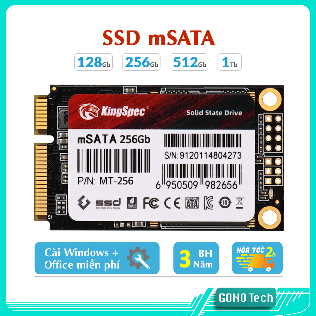 Ổ cứng SSD mSATA 128Gb 256Gb 512Gb 1Tb KingSpec SATA 3