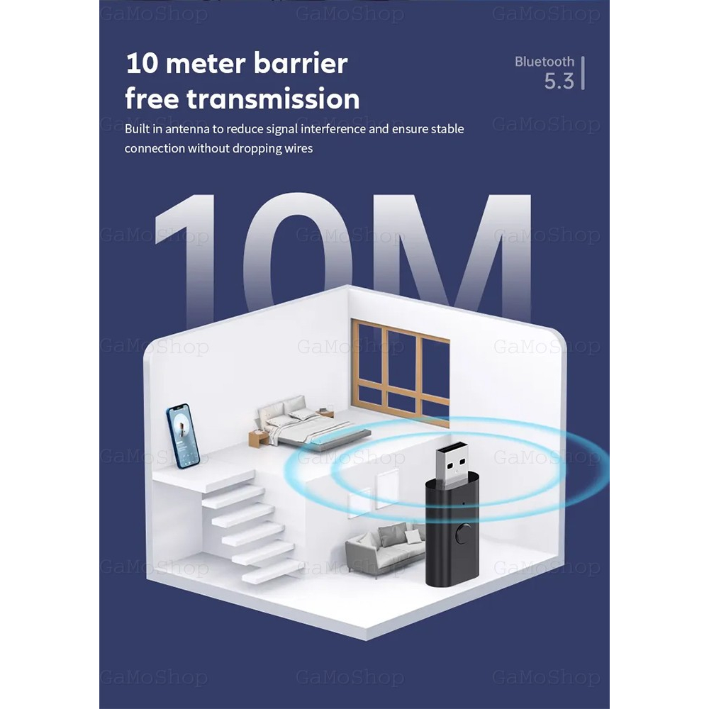 USB Thu Phát Bluetooth B53 ,Bluetooth 5.3 ,Âm Thanh Stereo 4 in 1