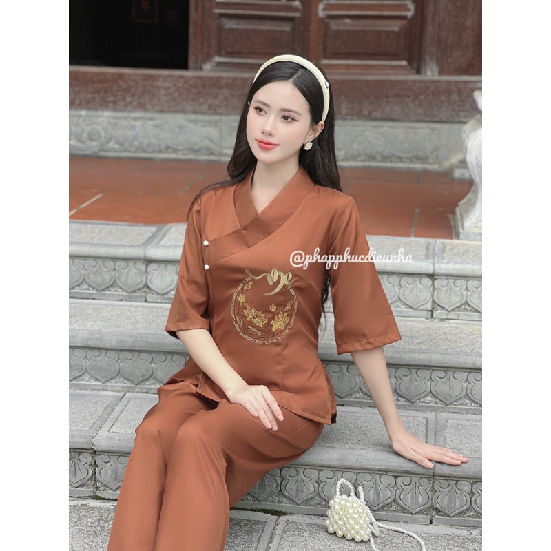 Bộ Lam Đi Chùa Cổ Nhật thêu Mẹ {mẫu mới}