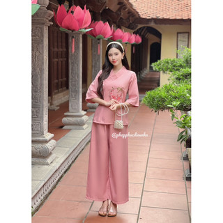 Bộ Lam Đi Chùa Cổ Nhật thêu Mẹ {mẫu mới}