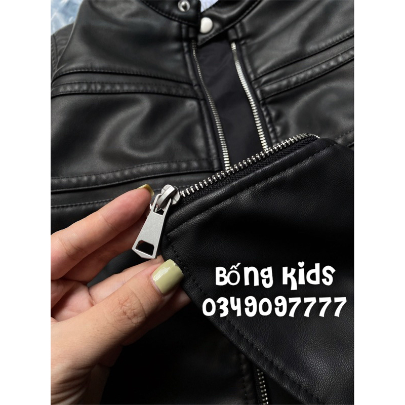 Áo Khoác Da Bé Trai Chốt Cúc Đen ZR